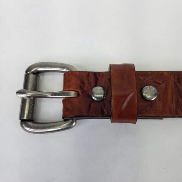 Old Trend Floral Breeze Leather Belt Women's S 31"-35" Cognac Brown Studded Leaf - Picture 3 of 16